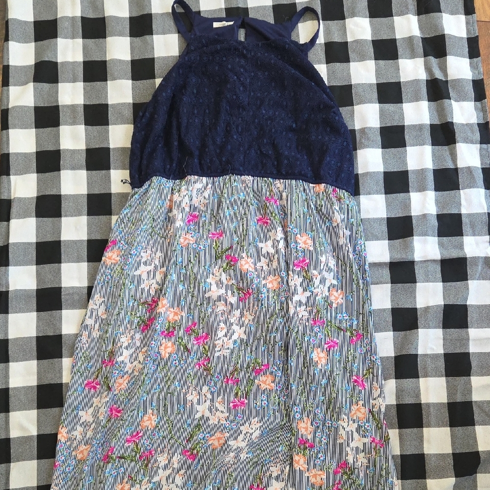 Maurices. Navy Halter Bodice Floral Maxi Dress. Size 2x